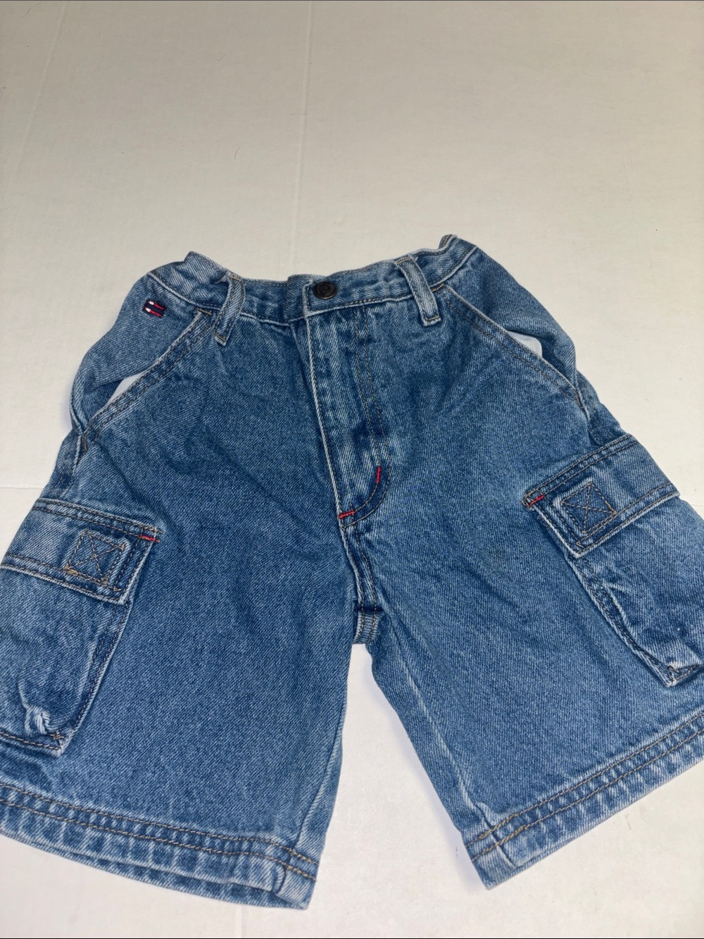 VINTAGE Bugle Boy Blue Denim Cargo Shorts